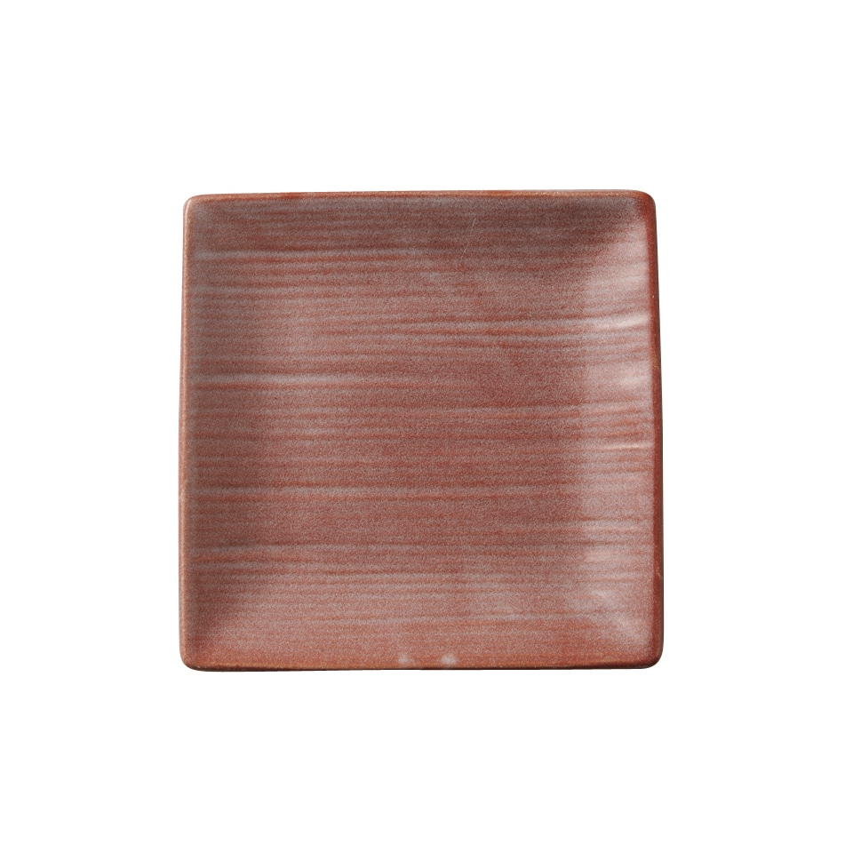 丸モ高木陶器 赤楽16ｘ16レリーフ正角皿 4A190-13 1個（ご注文単位1個）【直送品】