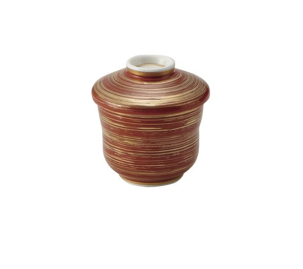 丸モ高木陶器 赤金刷毛ミニ蒸し碗 4A191-01 1個（ご注文単位1個）【直送品】