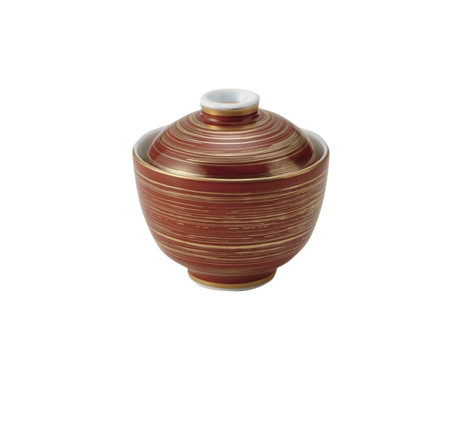 丸モ高木陶器 赤金刷毛小蓋物 4A195-03 1個（ご注文単位1個）【直送品】