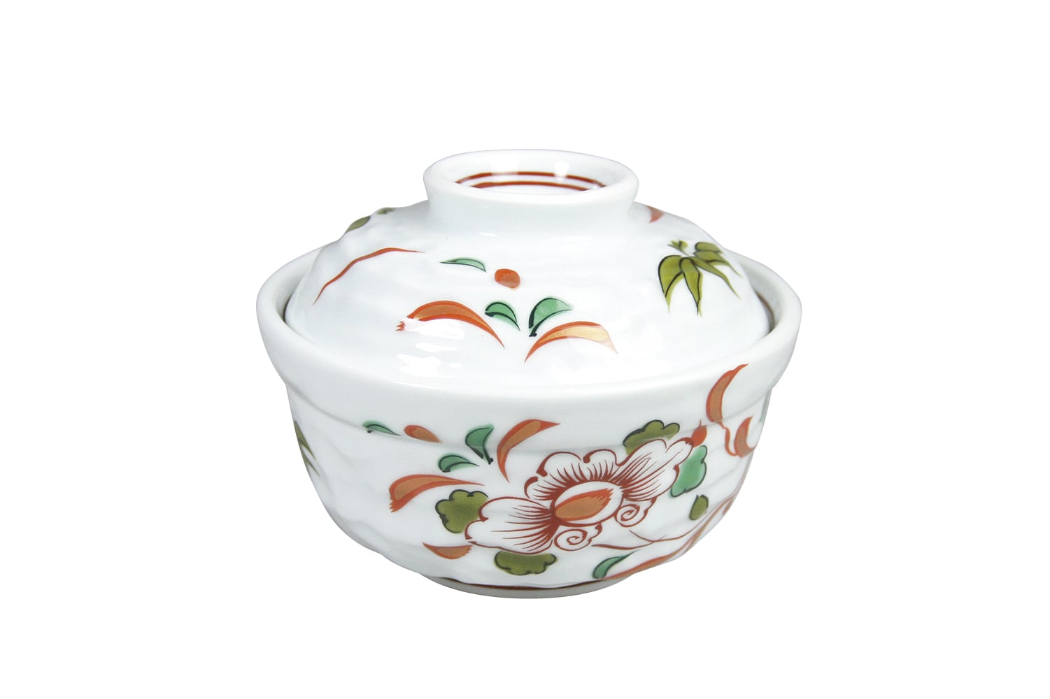 丸モ高木陶器 赤絵草花小蓋物 4A195-08 1個（ご注文単位1個）【直送品】