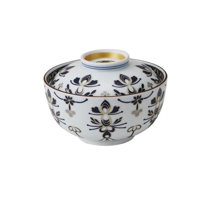 丸モ高木陶器 銀彩結び紋蓋物 4A195-20 1個（ご注文単位1個）【直送品】