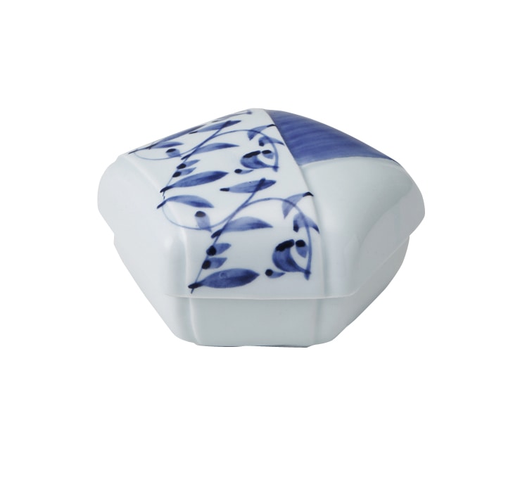 丸モ高木陶器 呉須巻き唐草結び蓋物 4A196-07 1個（ご注文単位1個）【直送品】