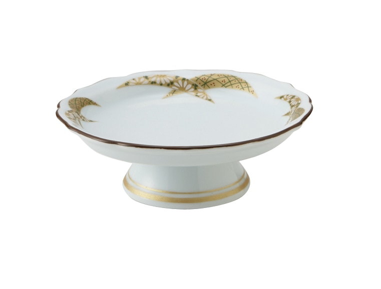 丸モ高木陶器 金彩扇高台皿 4A199-09 1個（ご注文単位1個）【直送品】