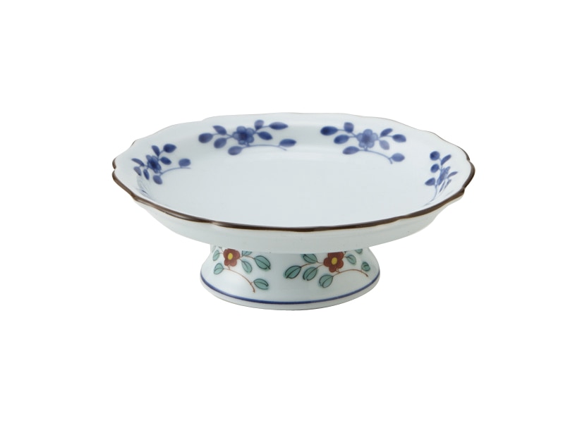 丸モ高木陶器 イングレ染錦小花高台皿 4A199-11 1個（ご注文単位1個）【直送品】