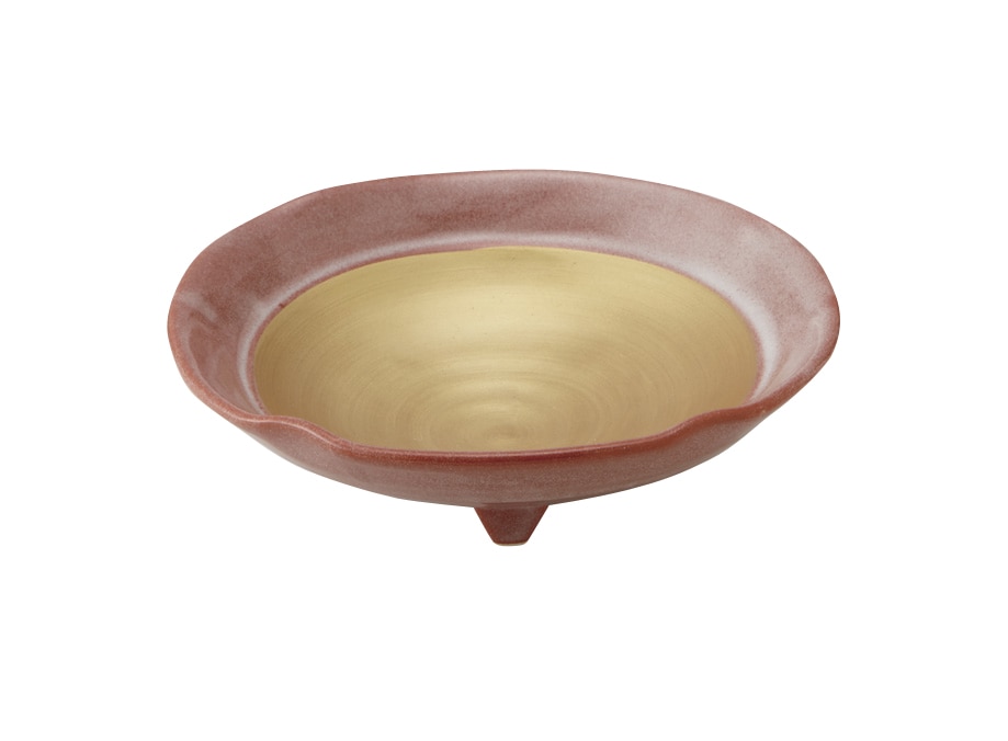 丸モ高木陶器 赤楽金彩平向付 4A199-23 1個（ご注文単位1個）【直送品】