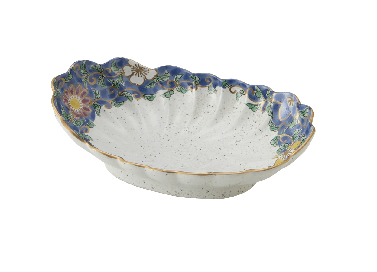 丸モ高木陶器 錦草花紺菊型刺身皿 4A200-05 1個（ご注文単位1個）【直送品】