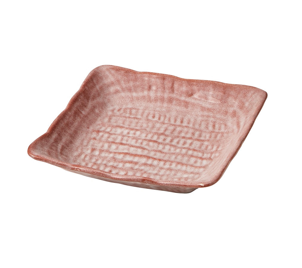 丸モ高木陶器 赤楽正角皿 4A200-08 1個（ご注文単位1個）【直送品】