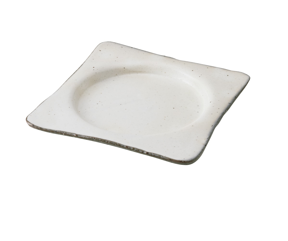 丸モ高木陶器 荒粉引段付正角皿 4A200-13 1個（ご注文単位1個）【直送品】