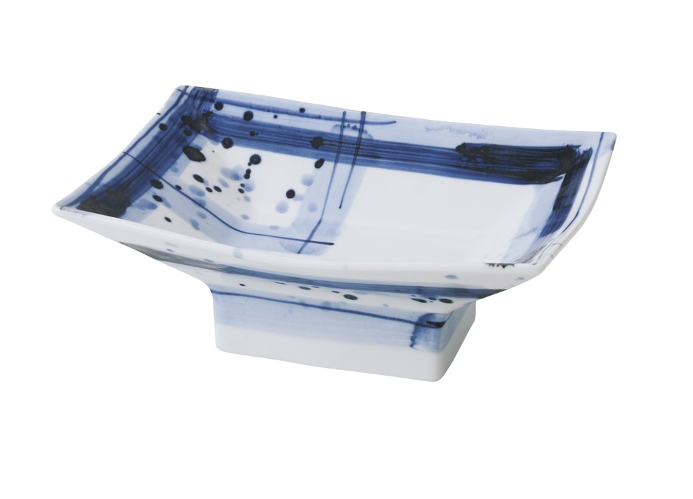 丸モ高木陶器 染付呉須格子長角高台向付 4A200-14 1個（ご注文単位1個）【直送品】