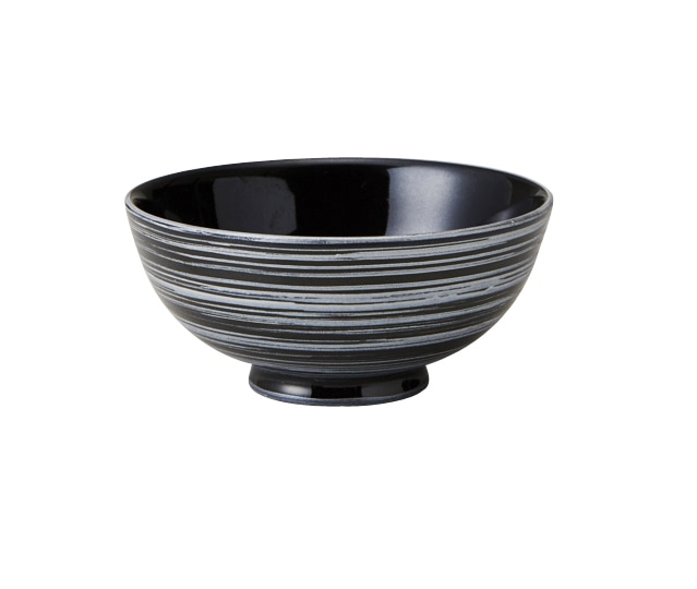 丸モ高木陶器 黒艶銀刷毛目飯碗 4A201-17 1個（ご注文単位1個）【直送品】