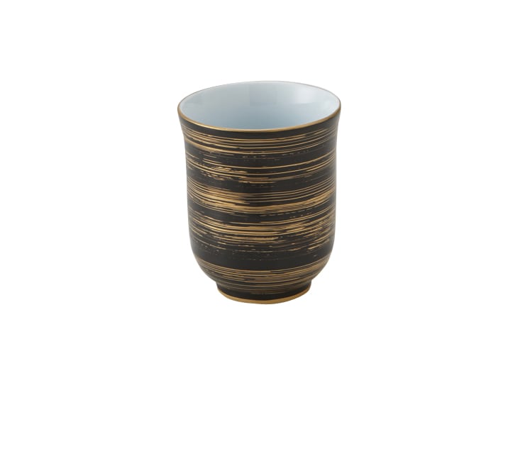 丸モ高木陶器 黒金刷毛長湯呑 4A205-26 1個（ご注文単位1個）【直送品】