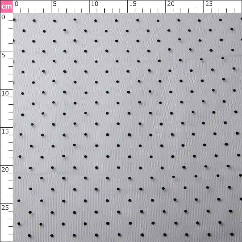 コスモテキスタイル 生地 チュール ドット フロッキー 15D 巾92cm×3m切売カット col.10 ブラック 1820F 1枚（ご注文単位1枚）【直送品】