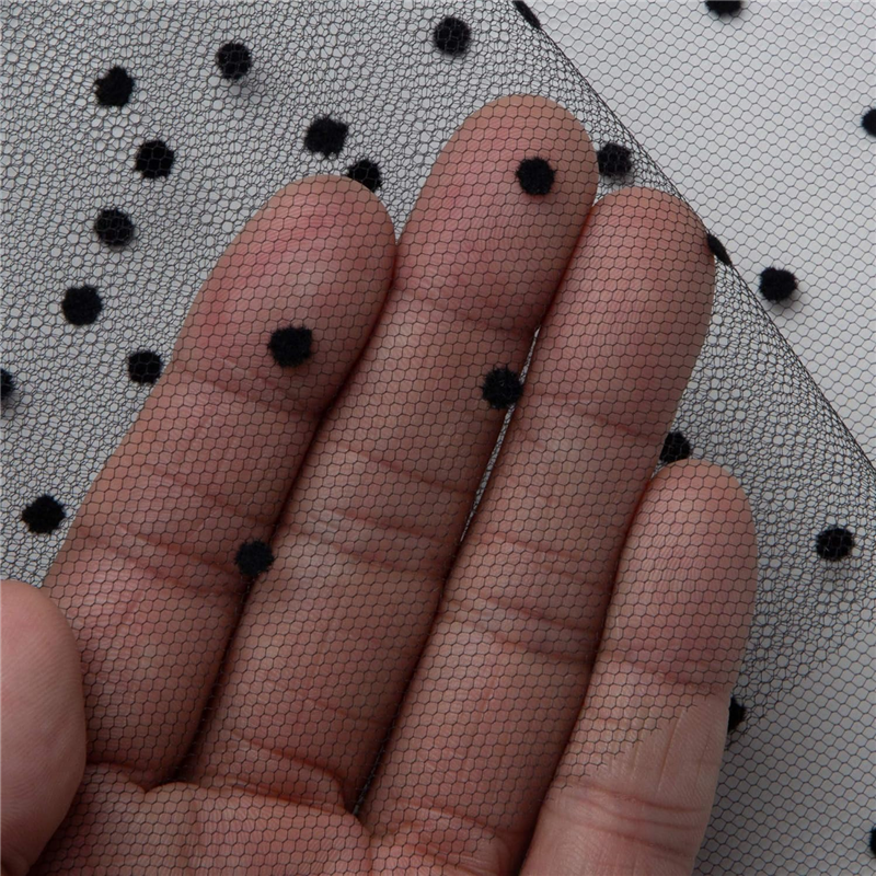 コスモテキスタイル 生地 チュール ドット フロッキー 15D 巾92cm×4m切売カット col.10 ブラック 1820F 1枚（ご注文単位1枚）【直送品】