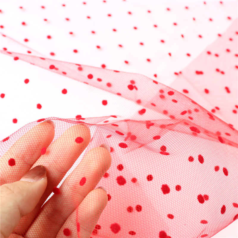 コスモテキスタイル 生地 チュール ドット フロッキー 15D ナイロン100% 約92cm幅×1mカット col.2 パステルピンク 1820F 1枚（ご注文単位1枚）【直送品】