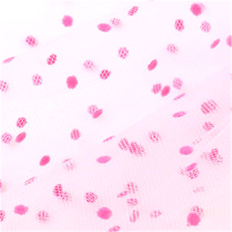 コスモテキスタイル 生地 チュール ドット フロッキー 15D 巾92cm×2m切売カット col.3 ピンク 1820F 1枚（ご注文単位1枚）【直送品】