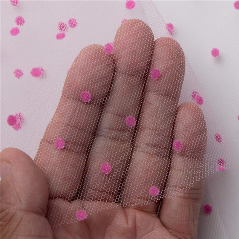 コスモテキスタイル 生地 チュール ドット フロッキー 15D 巾92cm×2m切売カット col.3 ピンク 1820F 1枚（ご注文単位1枚）【直送品】