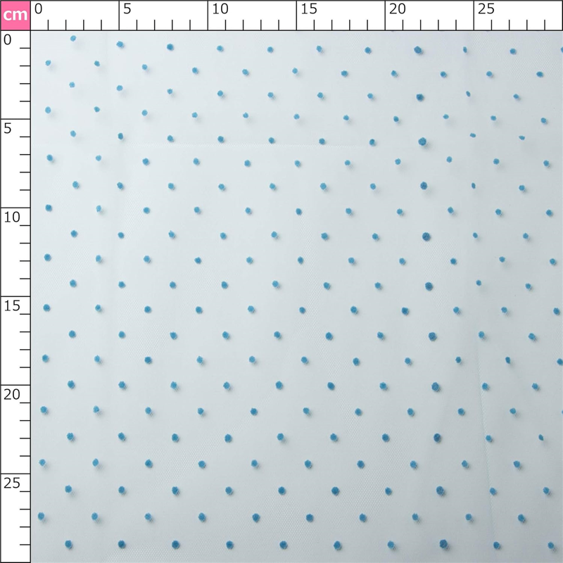 コスモテキスタイル 生地 チュール ドット フロッキー 15D 巾92cm×2m切売カット col.4 ライトブルー 1820F 1枚（ご注文単位1枚）【直送品】