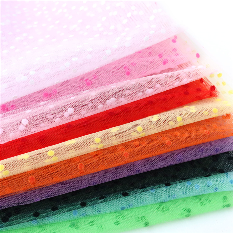 コスモテキスタイル 生地 チュール ドット フロッキー 15D 巾92cm×3m切売カット col.5 イエロー 1820F 1枚（ご注文単位1枚）【直送品】