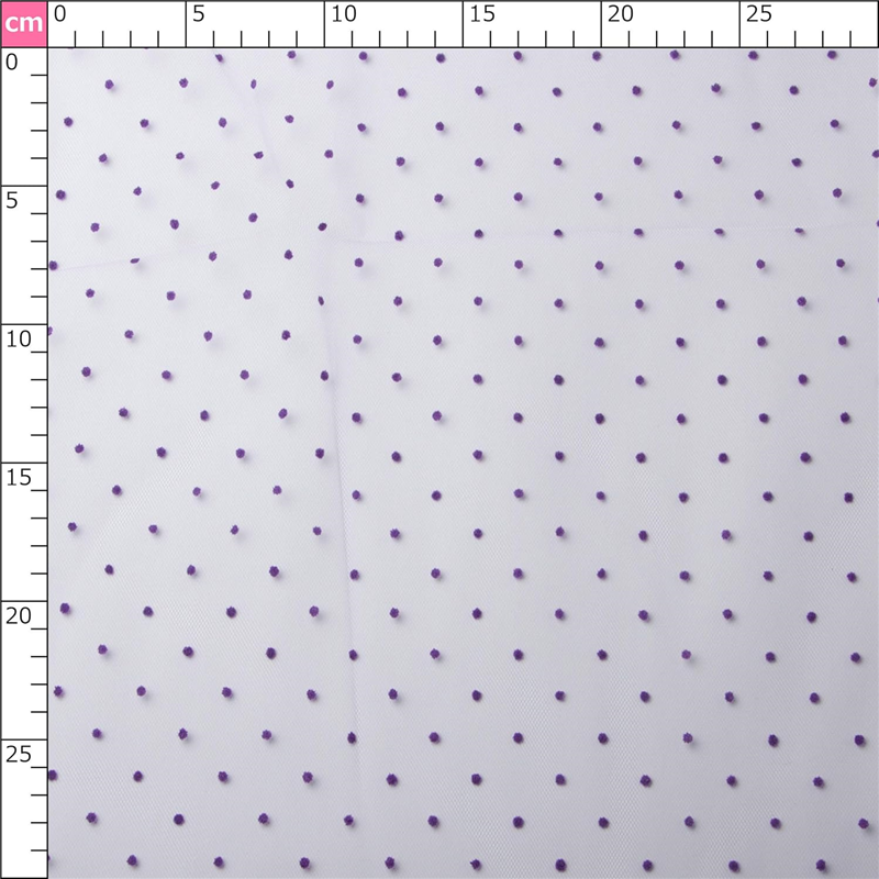 コスモテキスタイル 生地 チュール ドット フロッキー 15D 巾92cm×10m切売カット col.6 パープル 1820F 1枚（ご注文単位1枚）【直送品】