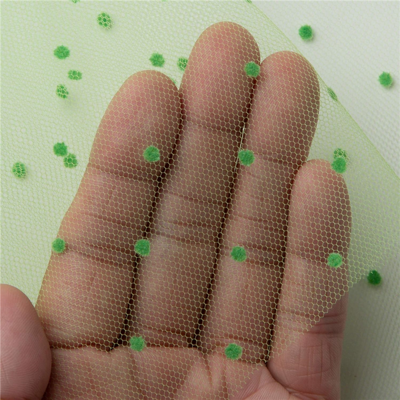 コスモテキスタイル 生地 チュール ドット フロッキー 15D 巾92cm×10m切売カット col.7 グリーン 1820F 1枚（ご注文単位1枚）【直送品】