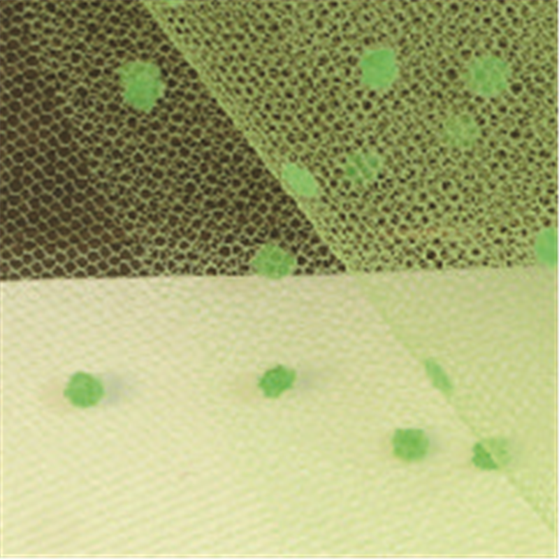 コスモテキスタイル 生地 チュール ドット フロッキー 15D 巾92cm×6m切売カット col.7 グリーン 1820F 1枚（ご注文単位1枚）【直送品】