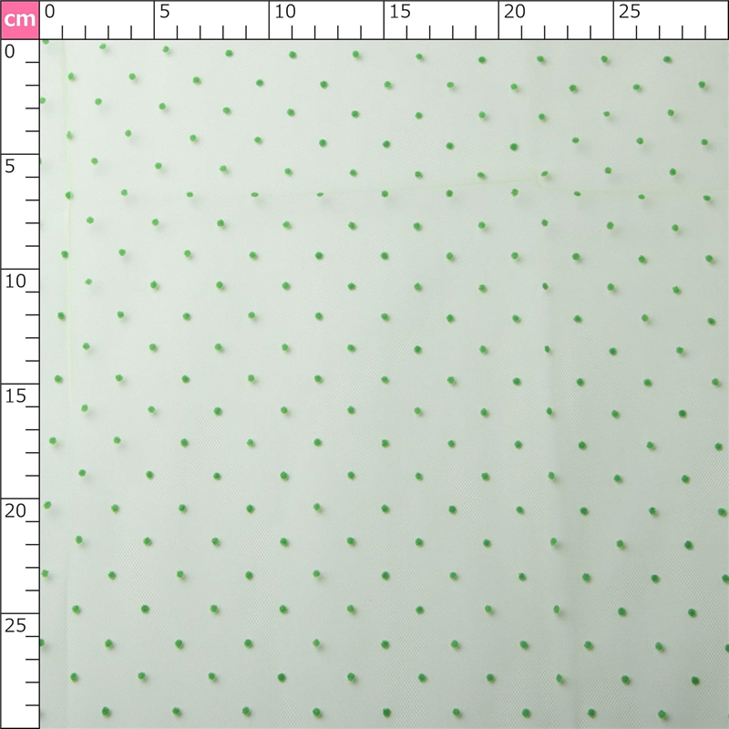 コスモテキスタイル 生地 チュール ドット フロッキー 15D 巾92cm×8m切売カット col.7 グリーン 1820F 1枚（ご注文単位1枚）【直送品】