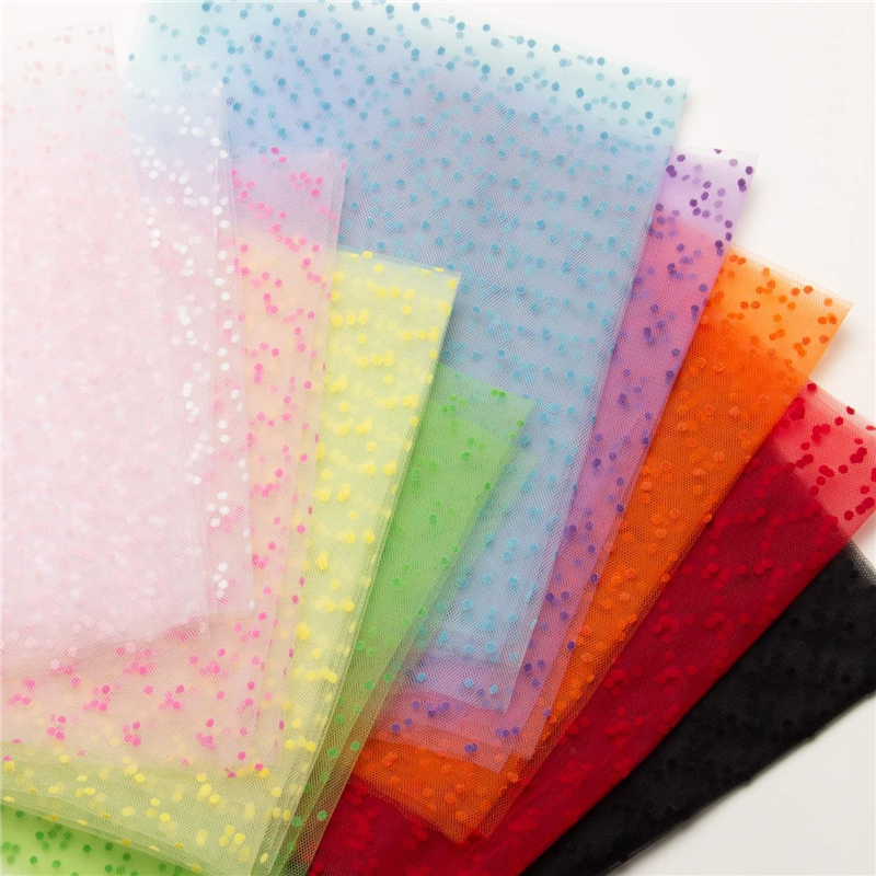 コスモテキスタイル 生地 チュール ドット フロッキー 15D 巾92cm×9m切売カット col.7 グリーン 1820F 1枚（ご注文単位1枚）【直送品】