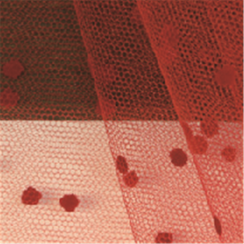 コスモテキスタイル 生地 チュール ドット フロッキー 15D 巾92cm×3m切売カット col.8 レッド 1820F 1枚（ご注文単位1枚）【直送品】