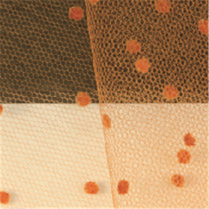 コスモテキスタイル 生地 チュール ドット フロッキー 15D 巾92cm×1m切売カット col.9 オレンジ 1820F 1枚（ご注文単位1枚）【直送品】