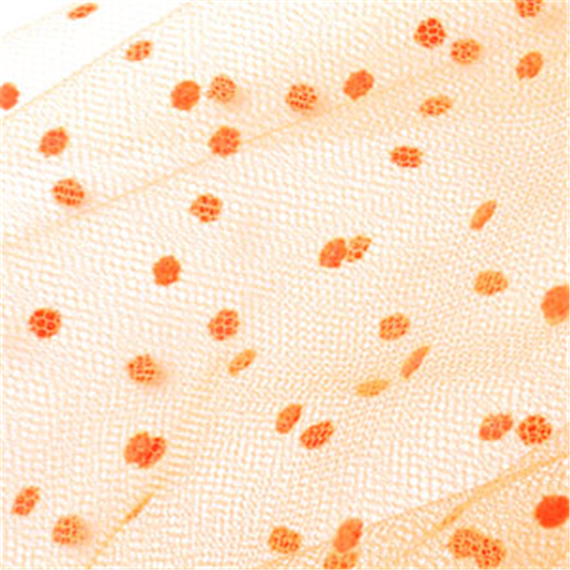 コスモテキスタイル 生地 チュール ドット フロッキー 15D 巾92cm×2m切売カット col.9 オレンジ 1820F 1枚（ご注文単位1枚）【直送品】