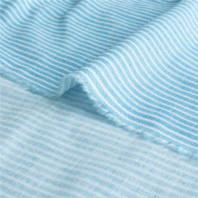 コスモテキスタイル デニム調Wガーゼ ストライプ ライトブルー 巾約108cm 1mカット AP25501-2A-1M 1枚(ご注文単位1枚)【直送品】