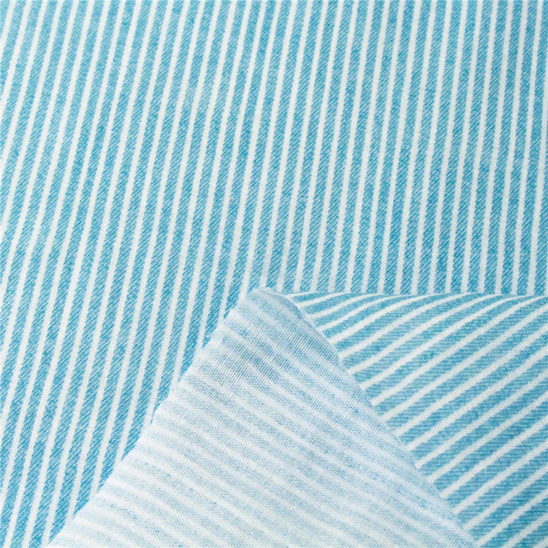 コスモテキスタイル デニム調Wガーゼ ストライプ ライトブルー 巾約108cm 5mカット AP25501-2A-5M 1枚（ご注文単位1枚）【直送品】