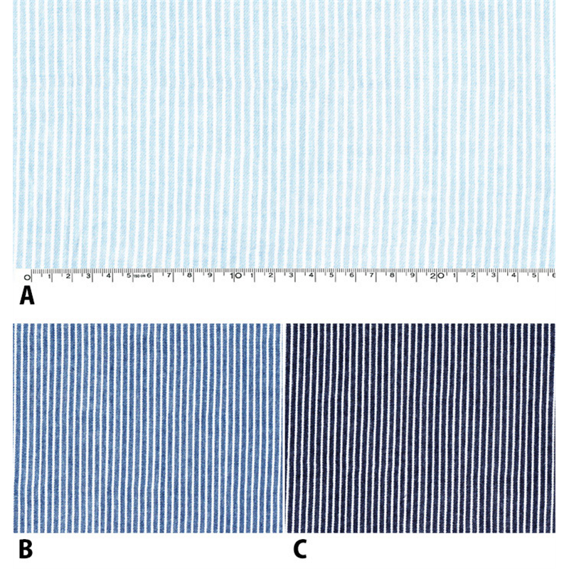 コスモテキスタイル デニム調Wガーゼ ストライプ ブルー 巾約108cm 5mカット AP25501-2B-5M 1枚（ご注文単位1枚）【直送品】