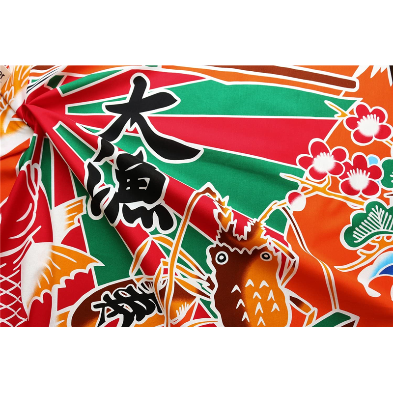 コスモテキスタイル 大漁旗 プリント生地 91.5cm×100cm 橙 AP85801-2 1枚（ご注文単位1枚）【直送品】