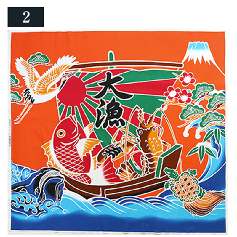 コスモテキスタイル 大漁旗 プリント生地 91.5cm×100cm 橙 AP85801-2 1枚（ご注文単位1枚）【直送品】