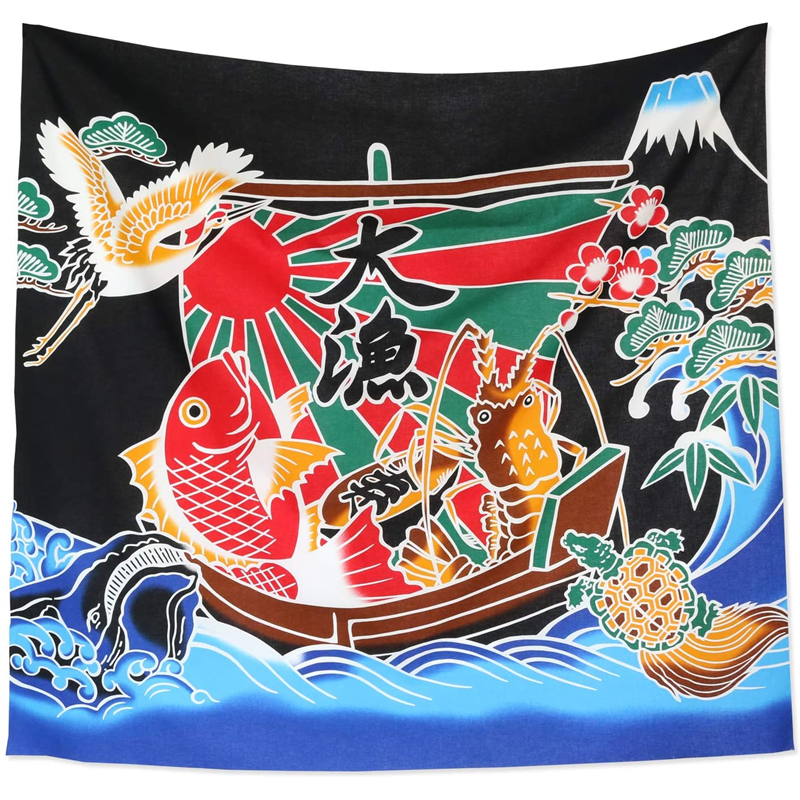 コスモテキスタイル 大漁旗 プリント生地 91.5cm×100cm 黒 AP85801-4 1枚（ご注文単位1枚）【直送品】
