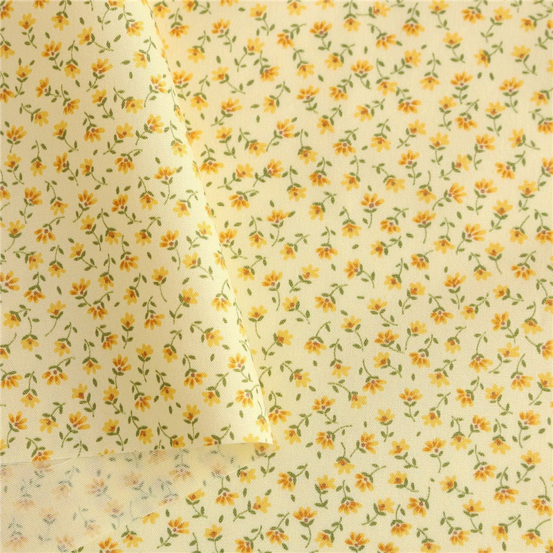 日本紐釦貿易 花柄プリント ブロード生地 巾112cm×3m切売カット イエロー系 B6100Z-3-21-3M 1枚(ご注文単位1枚)【直送品】