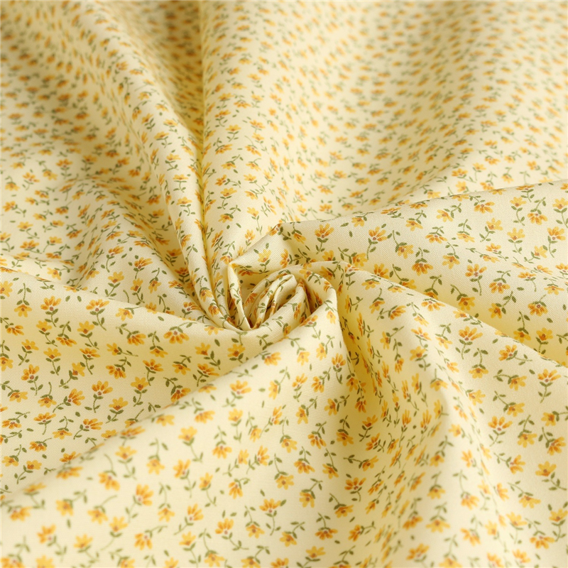 日本紐釦貿易 花柄プリント ブロード生地 巾112cm×6m切売カット イエロー系 B6100Z-3-21-6M 1枚（ご注文単位1枚）【直送品】