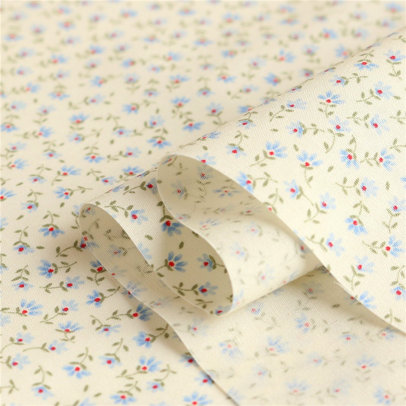 日本紐釦貿易 花柄プリント ブロード生地 巾112cm×4m切売カット ブルー系 B6100Z-3-3-4M 1枚（ご注文単位1枚）【直送品】