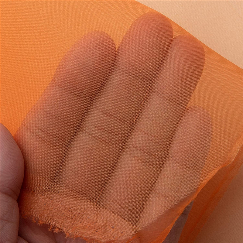 コスモテキスタイル 生地 オーガンジー 無地 ポリエステル100% 約122cm幅×2mカット col.142 オレンジ DDD391 1枚（ご注文単位1枚）【直送品】