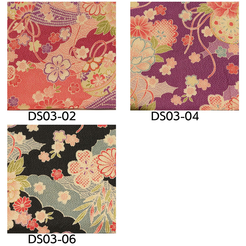 日本紐釦貿易 ちりめん 金彩 椿柄 紫 巾約70cm×4ｍ切売カット DS03-04-4M 1枚（ご注文単位1枚）【直送品】