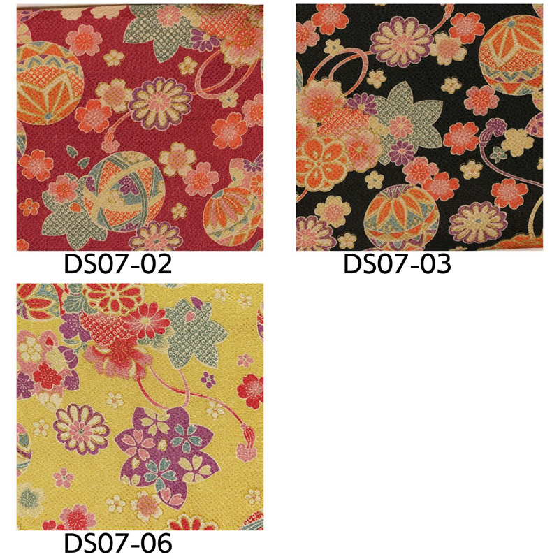 日本紐釦貿易 ちりめん 金彩 桜と毬 黒 巾約70cm×7ｍ切売カット DS07-03-7M 1枚（ご注文単位1枚）【直送品】