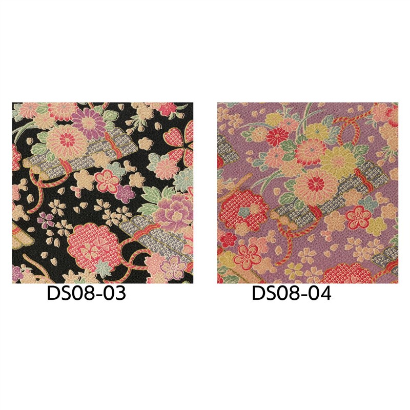 日本紐釦貿易 ちりめん 金彩 花柄 紫 巾約70cm×4ｍ切売カット DS08-04-4M 1枚（ご注文単位1枚）【直送品】