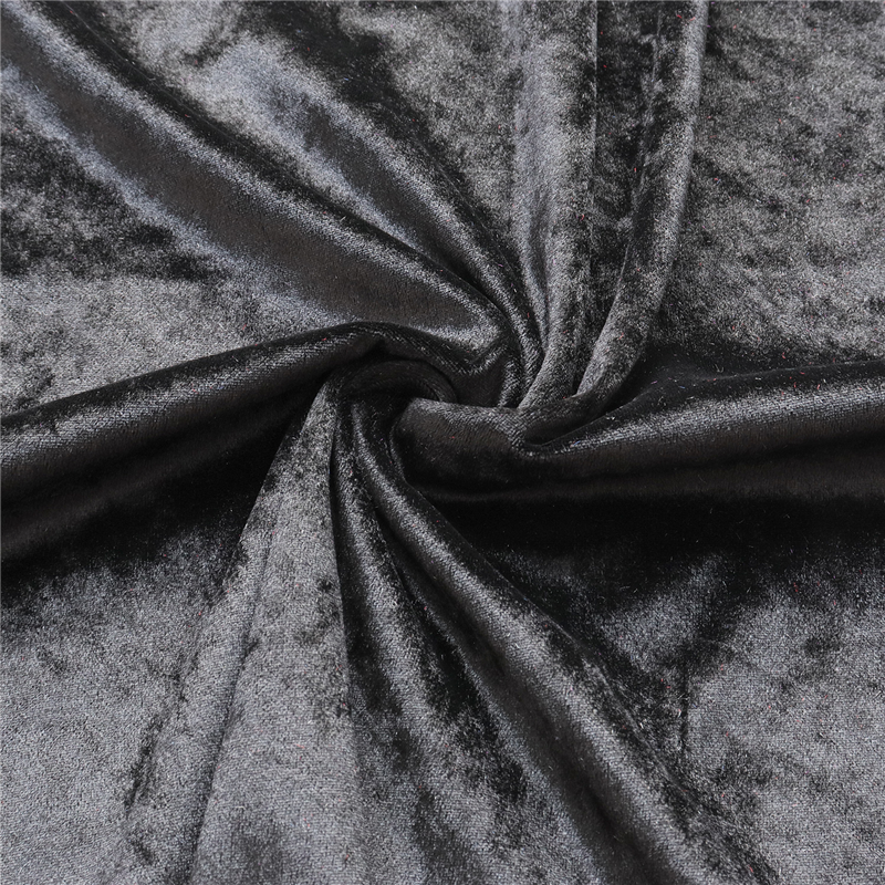 コスモテキスタイル 生地 クラッシュ ベロア 無地 ポリエステル100% 約112cm幅×1mカット col.300 ブラック GD3300 1枚（ご注文単位1枚）【直送品】