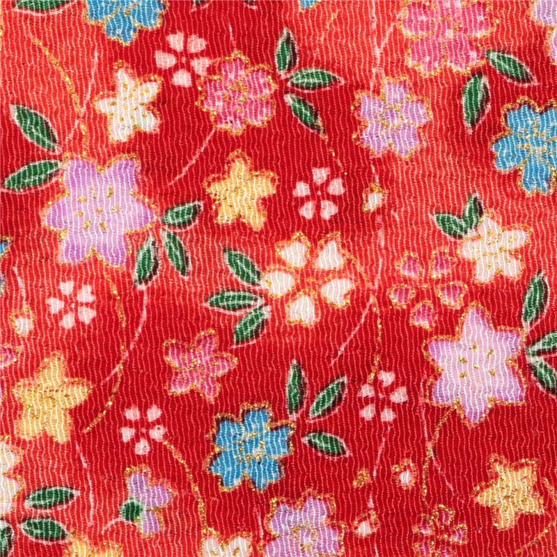 日本紐釦貿易 ちりめんカット 金彩 約23×33cm 花柄 赤 GH21-01 1枚（ご注文単位1枚）【直送品】