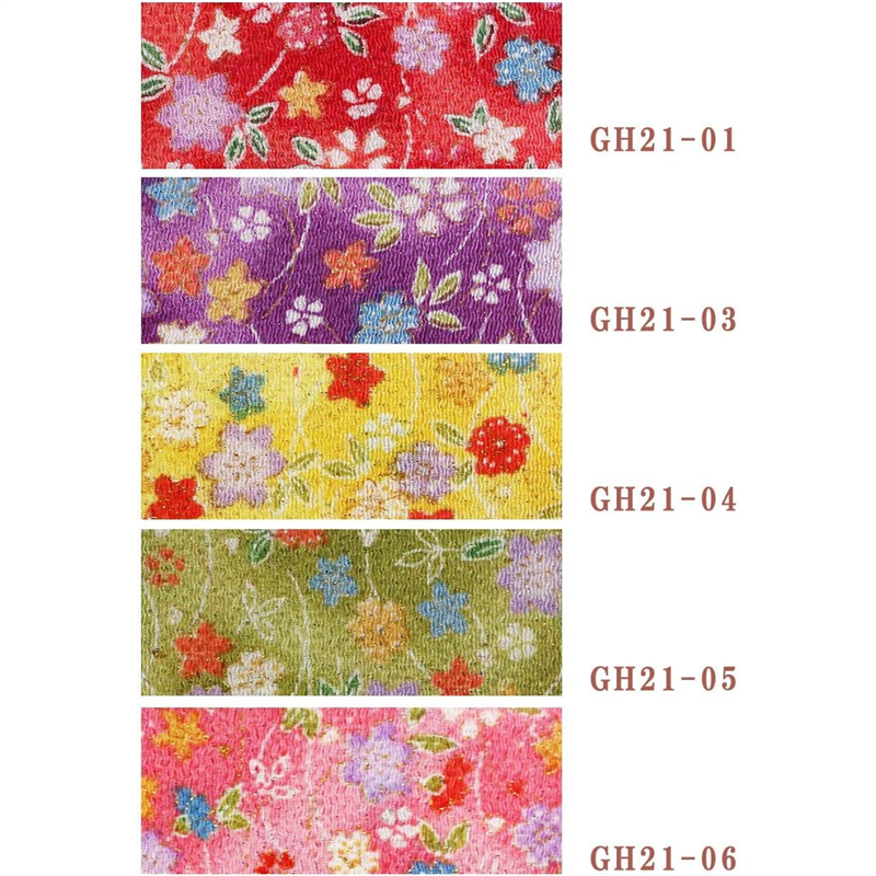 日本紐釦貿易 ちりめん 金彩 小花 黄色巾約70cm×4ｍ切売カット GH21-04-4M 1枚（ご注文単位1枚）【直送品】