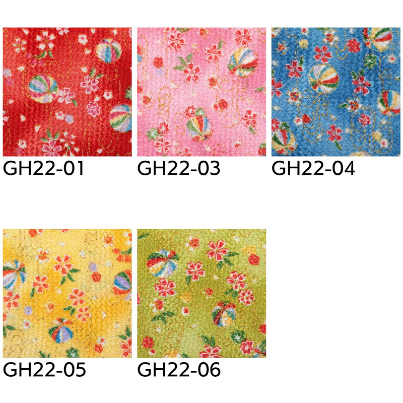 日本紐釦貿易 ちりめん 金彩 小花と毬 ピンク 巾約70cm×2ｍ切売カット GH22-03-2M 1枚（ご注文単位1枚）【直送品】