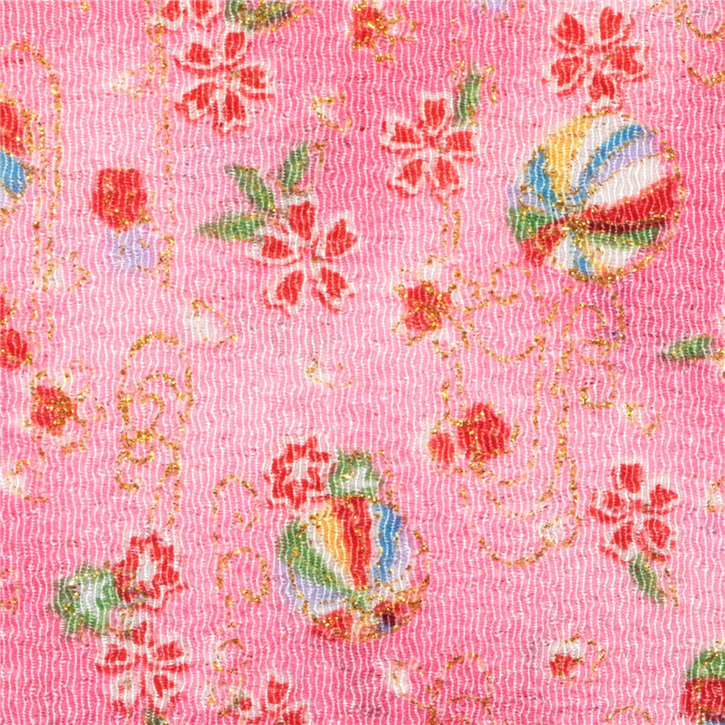 日本紐釦貿易 ちりめん 金彩 小花と毬 ピンク 巾約70cm×9ｍ切売カット GH22-03-9M 1枚（ご注文単位1枚）【直送品】