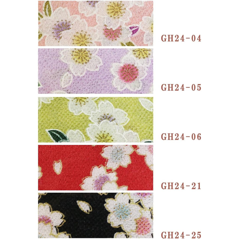 日本紐釦貿易 ちりめん 金彩 桜柄 紫 巾約70cm×1ｍ切売カット GH24-05-1M 1枚（ご注文単位1枚）【直送品】