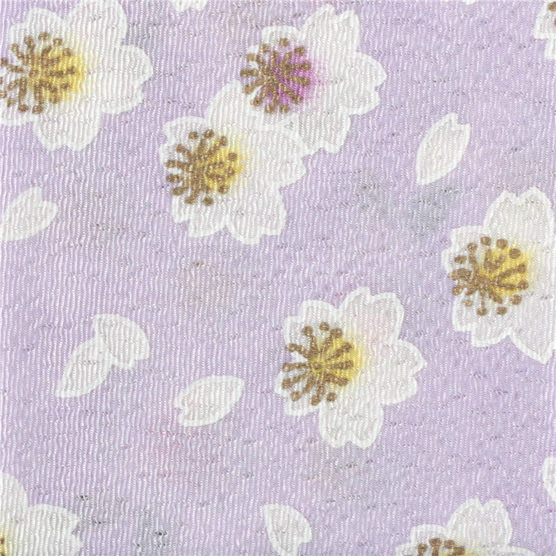日本紐釦貿易 ちりめん 金彩 桜柄 紫 巾約70cm×3ｍ切売カット GH24-05-3M 1枚（ご注文単位1枚）【直送品】